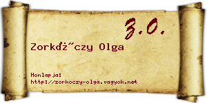 Zorkóczy Olga névjegykártya